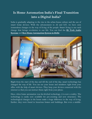 Is Home Automation India’s Final Transition into a Digital India