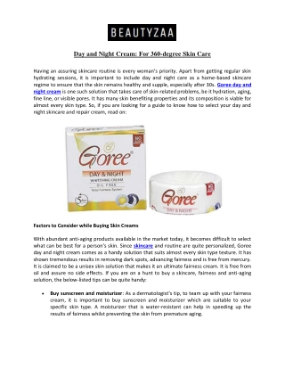 Goree Day and Night Cream For 360-degree Skin Care