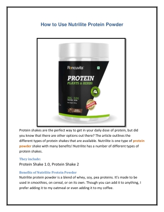 How to Use Nutrilite Protein Powder
