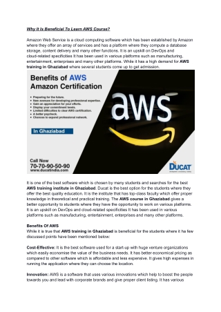 _Why It Is Beneficial To Learn AWS Course