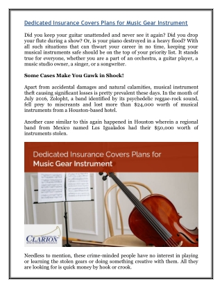 Dedicated Insurance Covers Plans for Music Gear Instrument