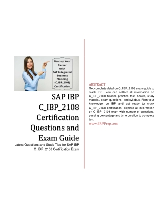 SAP IBP C_IBP_2108 Certification : Questions and Exam Guide