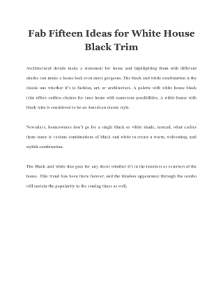 Fab Fifteen Ideas for White House Black Trim