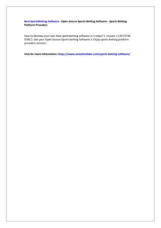 Best SportsBetting Software - Open Source Sports Betting Software - Sports Betti