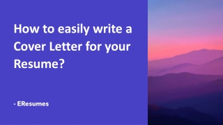 How to easily write a Cover Letter for your Resume