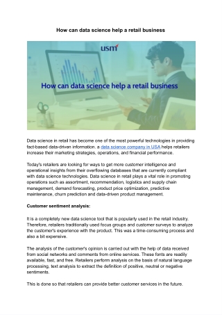 How can data science help a retail business