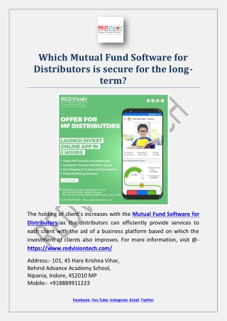 Which Mutual Fund Software for Distributors is secure for the long-term