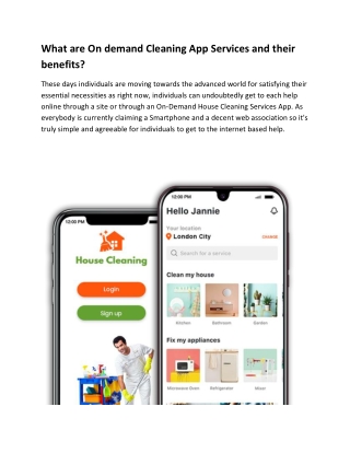 What are On demand Cleaning App Services and their benefits