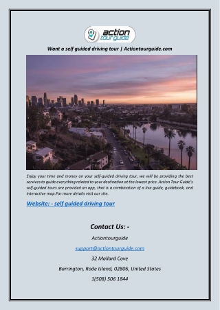Want a self guided driving tour | Actiontourguide.com