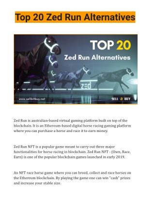 Top 20 Zed Run Alternatives