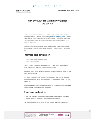 Review Guide for Garmin Driveassist 51 LMT-S