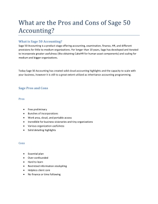 What are the Pros and Cons of Sage 50 Accounting?