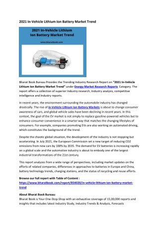 2021 In-Vehicle Lithium Ion Battery Market Trend