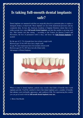 Is taking full-mouth dental implants safe?