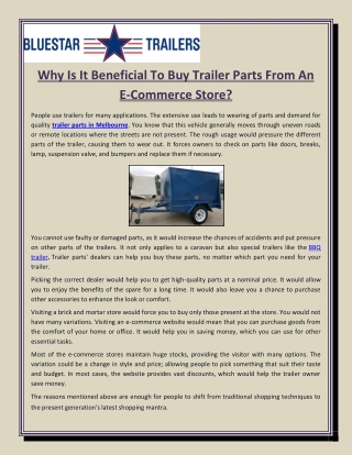 Why Is It Beneficial To Buy Trailer Parts From An E-Commerce Store