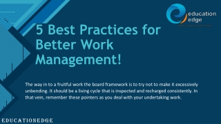 5 Best Practices for Better Work Management!