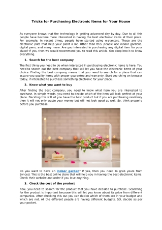 Tricks for Purchasing Electronic Items for Your House