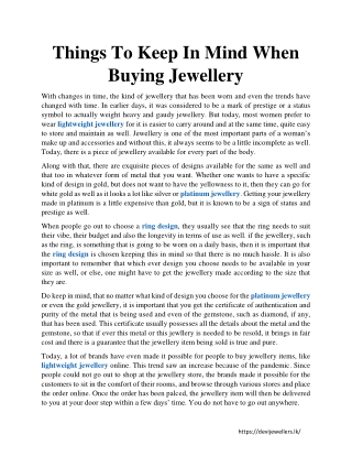 Things To Keep In Mind When Buying Jewellery