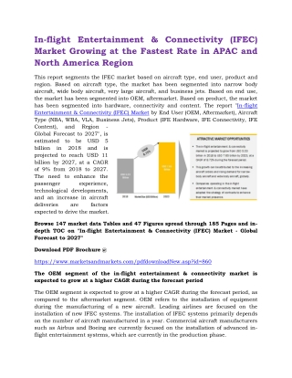 IFEC Market Growing at the Fastest Rate in APAC and North America Region