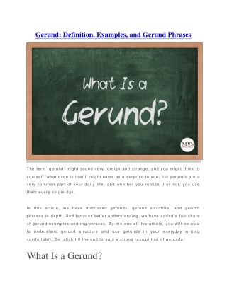 Gerund Definition, Examples, and Gerund Phrases