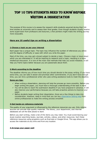 Top 10 tips students need to know before writing a dissertation