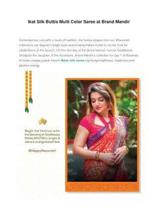 Ikat Silk Buttis Multi Color Saree at Brand Mandir