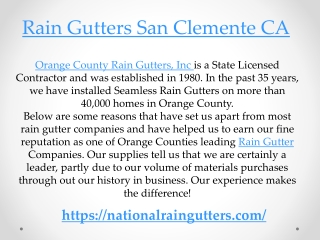 Rain Gutters San Clemente CA