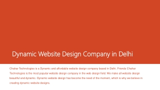 Dynamic Website Design Company in Delhi PPT