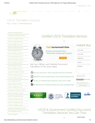 Certified Translation Services Including USCIS Translation Services Brochure and Manuals, Employee Handbooks and Life Sc