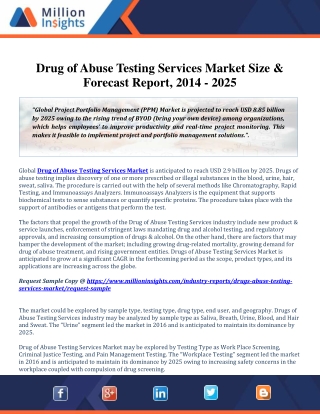 Drug of Abuse Testing Services Market Size & Forecast Report, 2014-2025