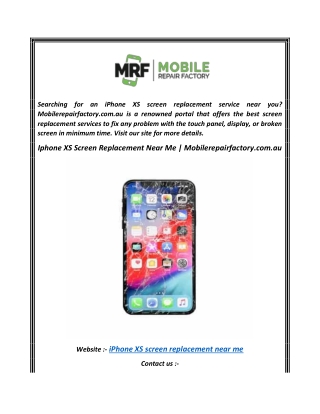Iphone XS Screen Replacement Near Me  Mobilerepairfactory.com.au
