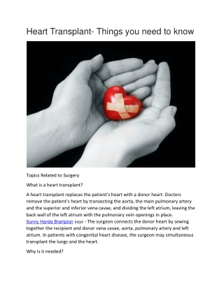 Heart Transplant- Things you need to know