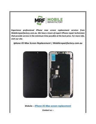 Iphone XS Max Screen Replacement  Mobilerepairfactory.com.au