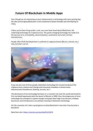 Future Of Blockchain In Mobile Apps