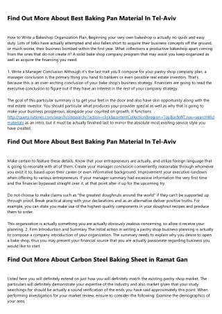 Find Out More About Best Baking Tray Material in Jerusalem