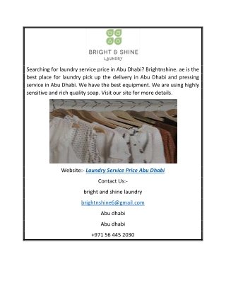 Laundry Service Price Abu Dhabi | Brightnshine.ae