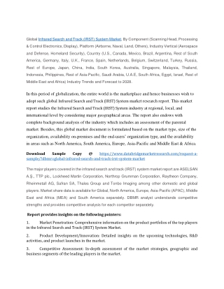 Infrared Search and Track (IRST) System Market