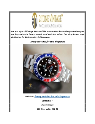 Luxury Watches for Sale Singapore