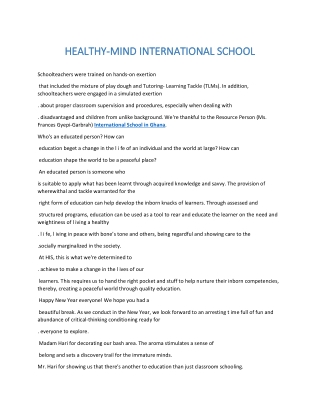 HEALTHY-MIND INTERNATIONAL SCHOOL