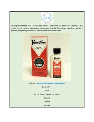 Venetian Shoe Cream Supplier Online  Vopeli.com