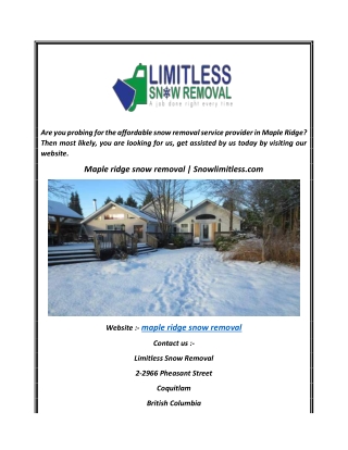 Maple ridge snow removal  Snowlimitless.com