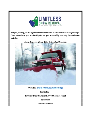 Snow Removal Maple Ridge  Snowlimitless.com