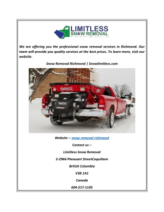 Snow Removal Richmond  Snowlimitless.com