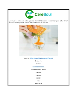 Online Store Selling Liposomal Vitamin C | Caresoul.in