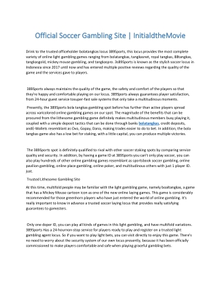 Official Soccer Gambling Site | InitialdtheMovie