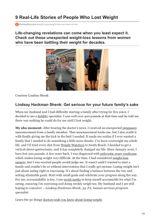 Successful Weight Loss Stories