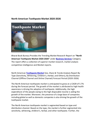 North American Toothpaste Market Type, Research Report 2021-2026