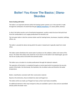 Boiler! You Know The Basics | Diana-Skordas