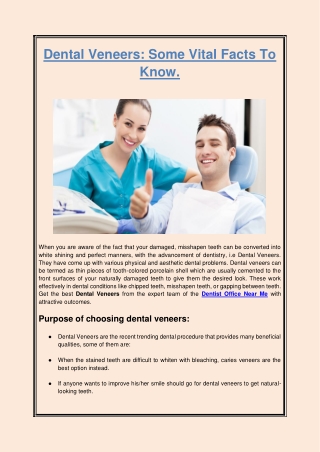 Dental Veneers Some Vital Facts To Know