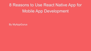 8 Reasons to Use React Native App for Mobile App Development